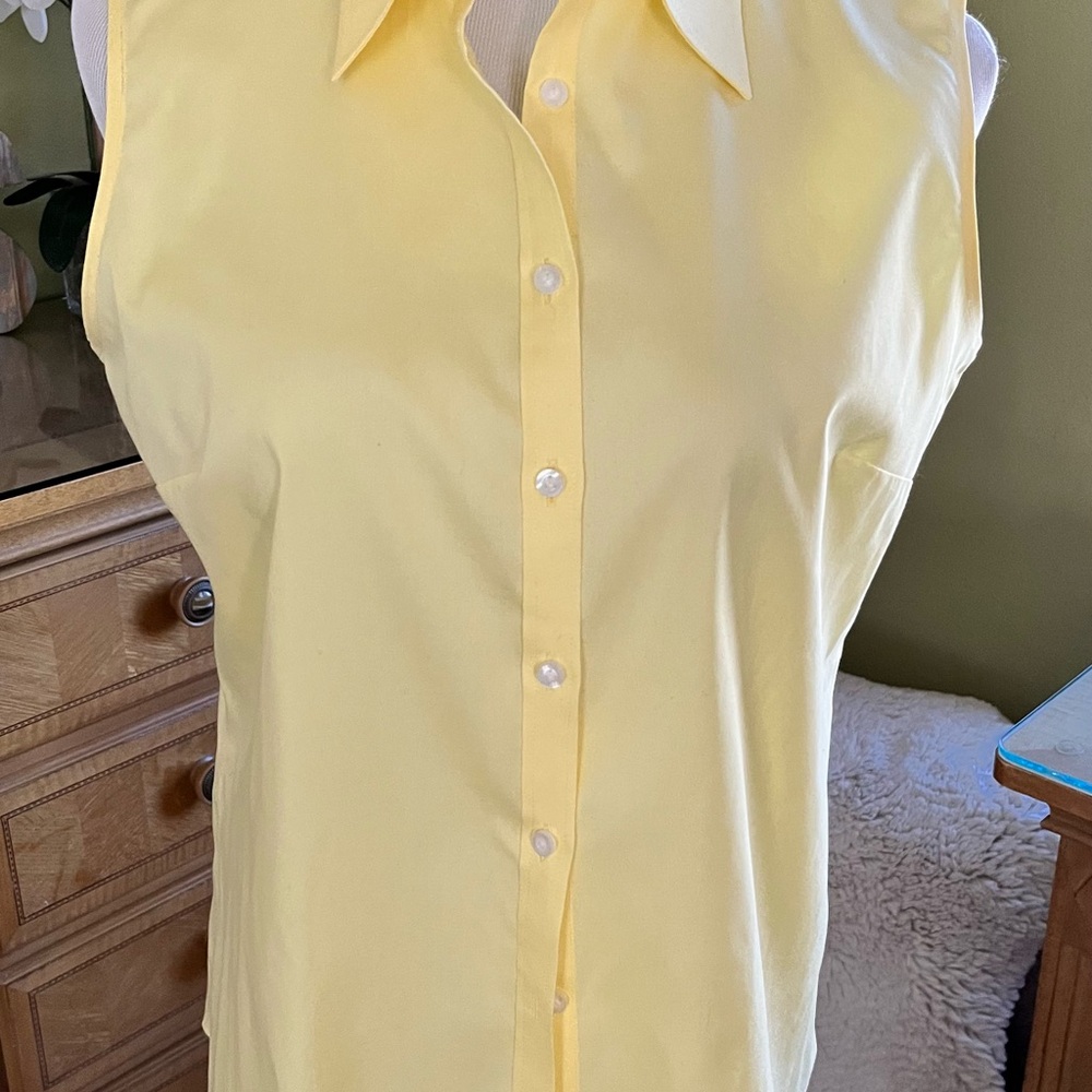 Sunny Yellow Sleeveless Button-Down Shirt